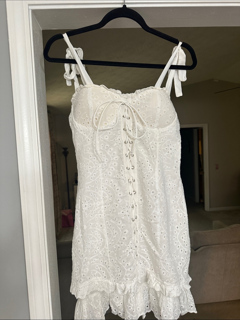 Fashion Nova White Eyelet Lace Mini Dress